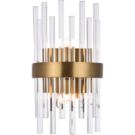 ELEGANT LIGHTING Dallas 2 Light Gold & Clear Wall Sconce Clear Royal Cut Crystal 3000W8G